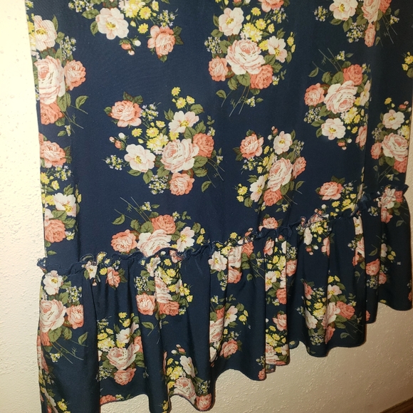 SHEIN Curve Romantic Boho Pink Roses Floral Ruffle Sleeve Maxi Dress 1X - Picture 13 of 16